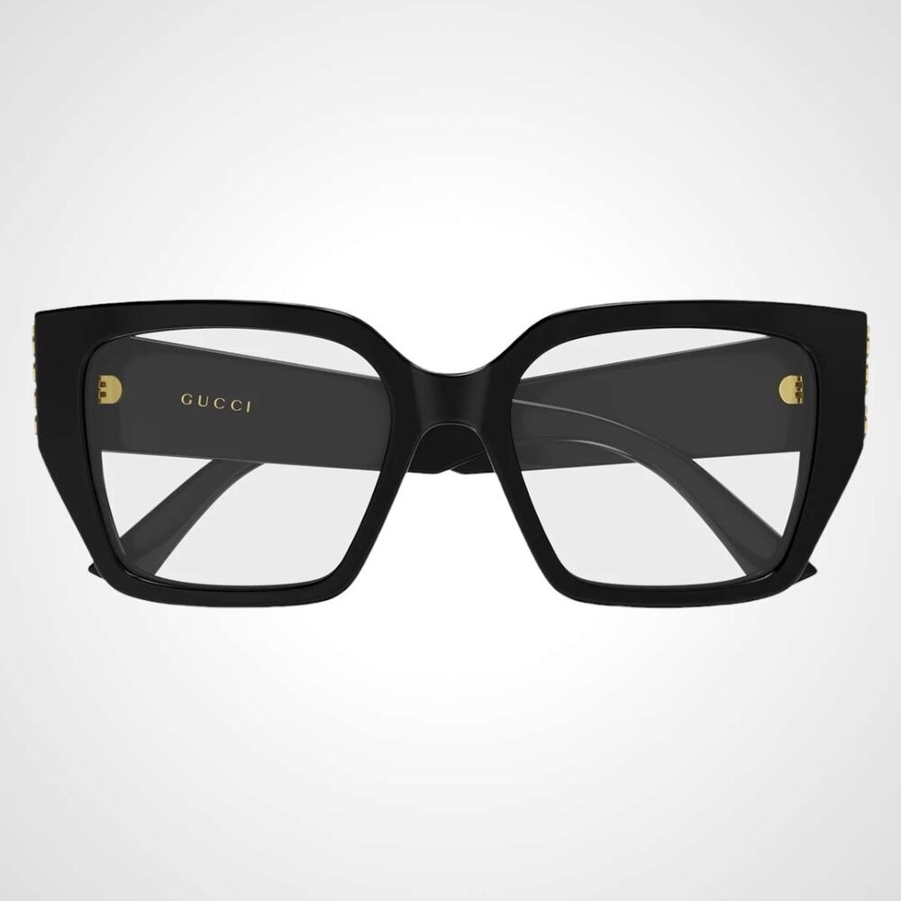 New GUCCI Eyeglasses 53-18-140 Black Square Full Rim Metal Logo Womens Rx-able - Picture 2 of 4